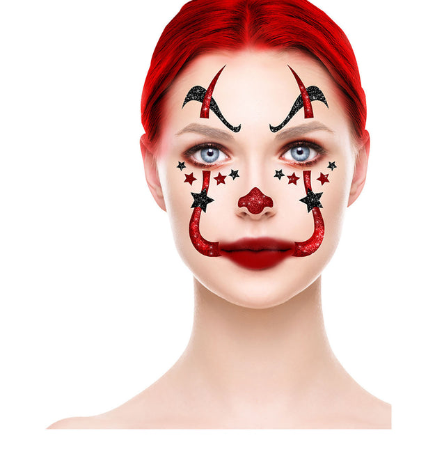 Autocollants de visage d'Halloween Clown Paillettes 20cm