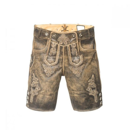 Lederhose Short en cuir rétro et bretelles