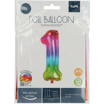 Ballon de baudruche Figure 1 Arc-en-ciel XL 81cm vide