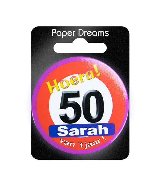 50 ans Bouton Sarah Panneau de signalisation 5.5cm