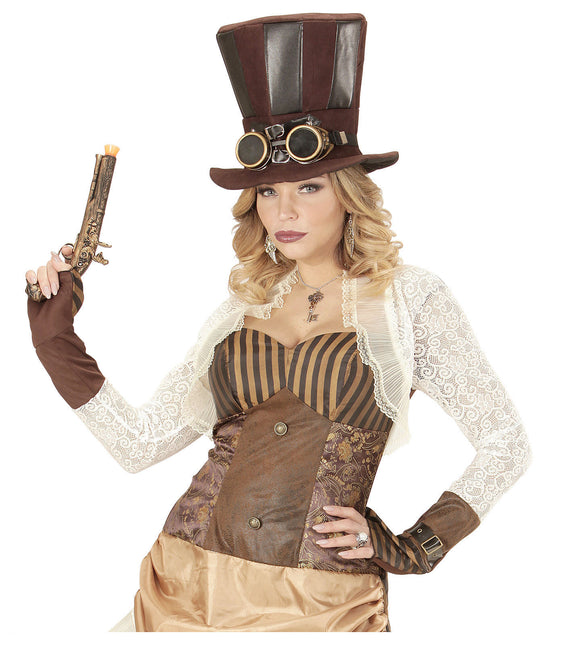 Chapeau Steampunk Haut avec lunettes