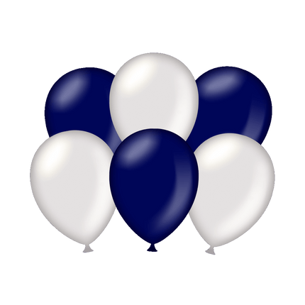 Ballons Silver/Dark Blue Metallic 30cm 6pcs