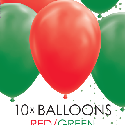 Ballons rouges verts 30cm 10pcs