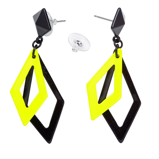 Boucles d'oreilles Néon 80S Noir Jaune