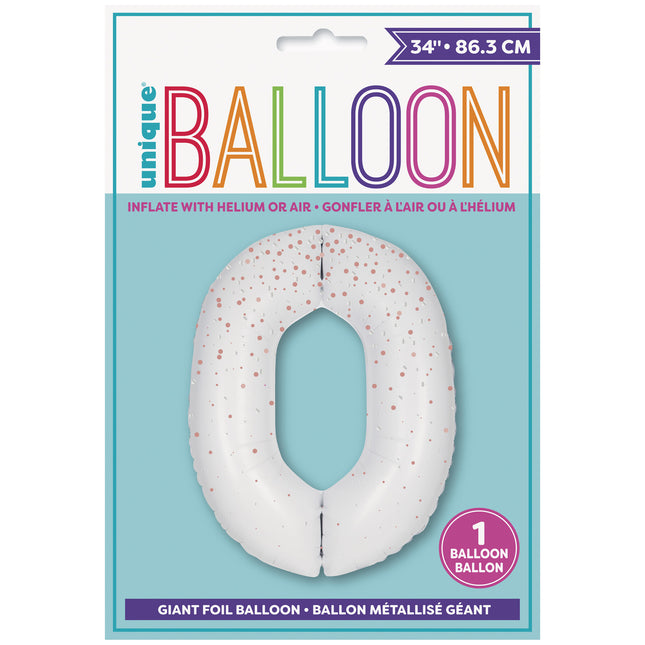 0 Year Figure Balloon White Dots 86cm