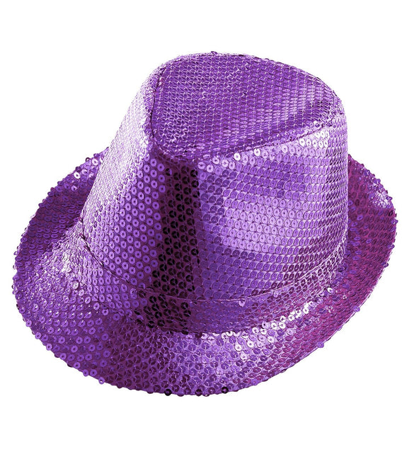 Chapeau violet à paillettes