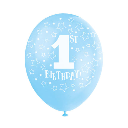 Ballons 1st Birthday Bleu 30cm 5pcs