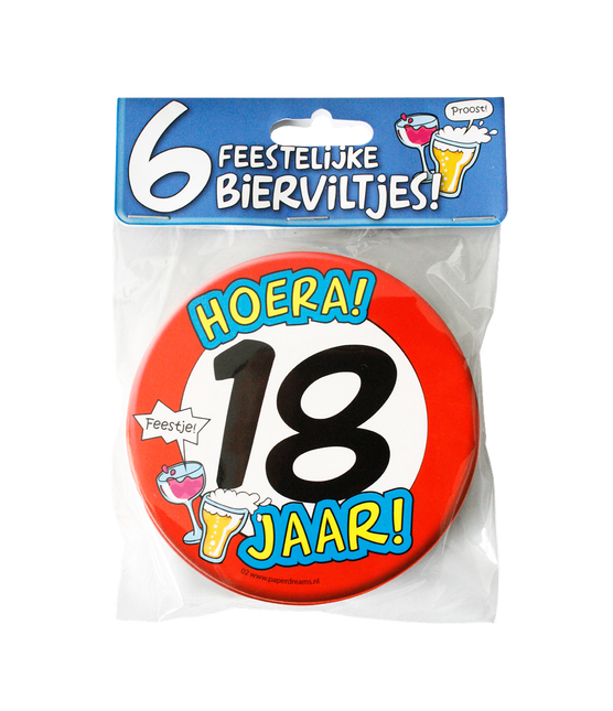 Tapis à bière 18 ans 12.5cm 6pcs