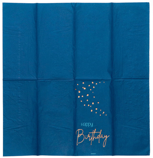 Serviettes de table Happy Birthday Bleu 33cm 10pcs