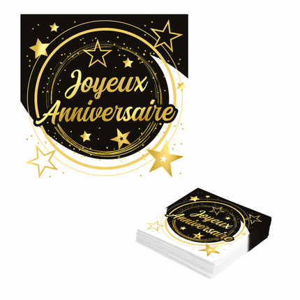 Serviettes de table Joyeux Anniversaire 33cm 12pcs