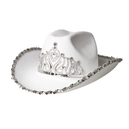 Chapeau de cow-boy blanc pailleté 39cm