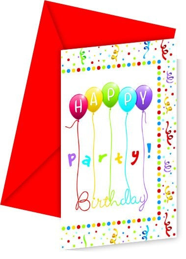 Invitations Happy Birthday Party 6pcs