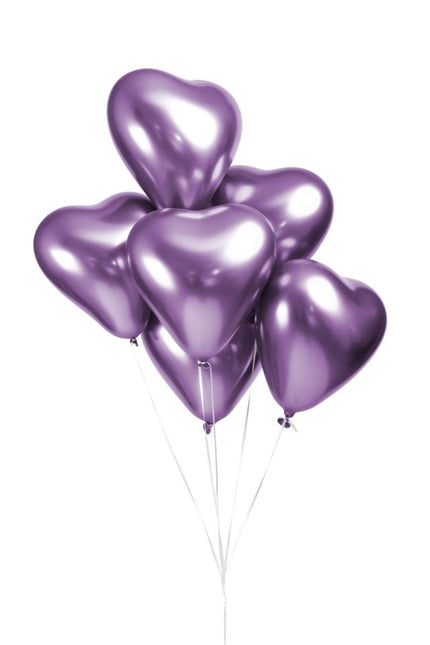 Ballons en forme de coeur violet 30cm 6pcs