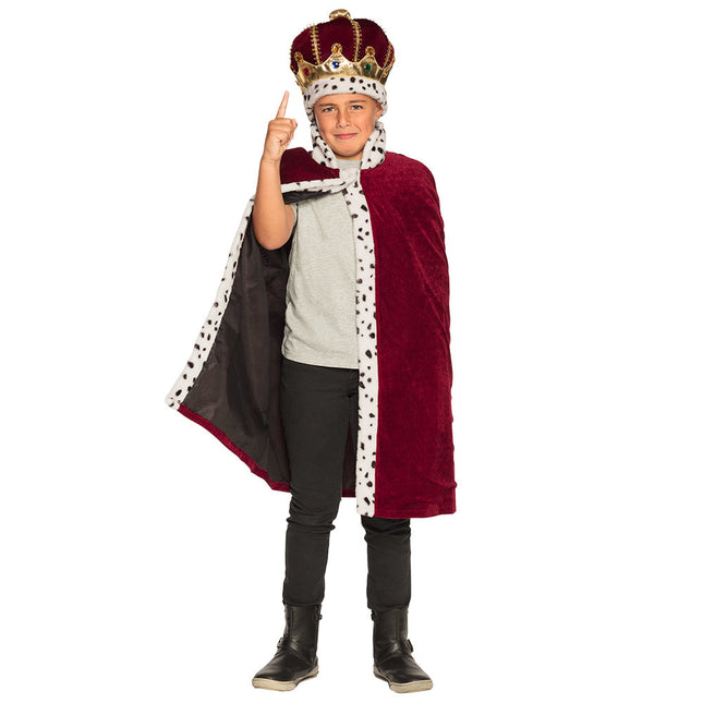 Couronne et cape du roi Rouge bordeaux enfant