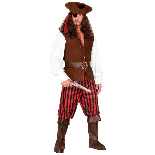 Costume de pirate Marron Rouge Hommes 7 pièces