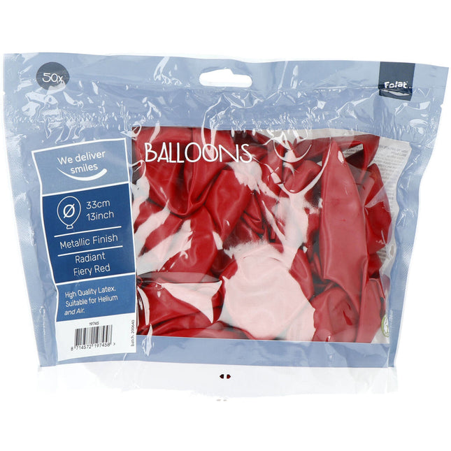 Ballons rouges Metallic Fiery Red 33cm 50pcs