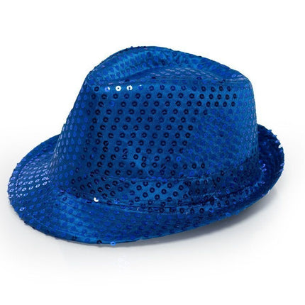 Chapeau à paillettes bleu