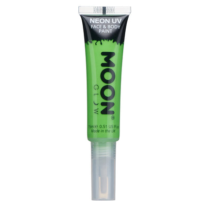 Moon Glow Neon UV Face Paint avec pinceau applicateur Vert intense 15ml