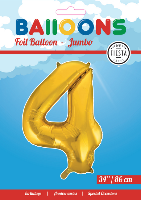 Ballon de baudruche Figure 4 Or XL 86cm vide