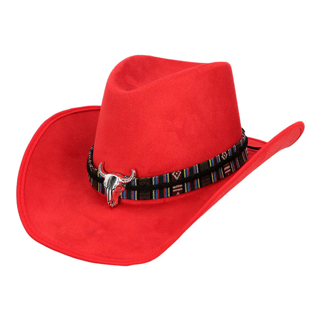 Chapeau de cow-boy rouge de luxe