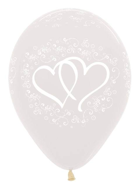 Ballons Entwinted Hearts Crystal Clear 30cm 25pcs