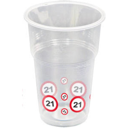 Gobelets 21 ans Panneau de signalisation en plastique 350ml 8pcs