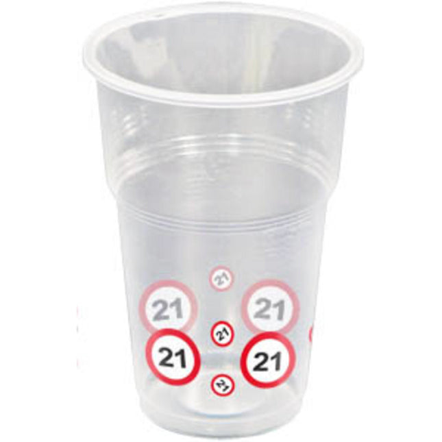 Gobelets 21 ans Panneau de signalisation en plastique 350ml 8pcs