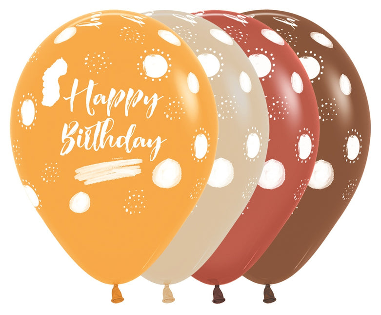 Ballons Happy Birthday Terra Natural Mix 30cm 25pcs