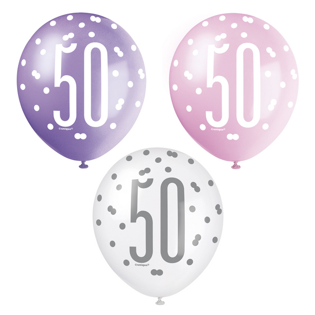 Ballons 50 Years Dots 30cm 6pcs