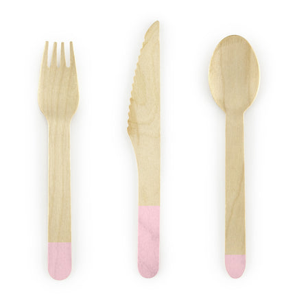 Couverts en bois rose clair 16cm 18 pièces