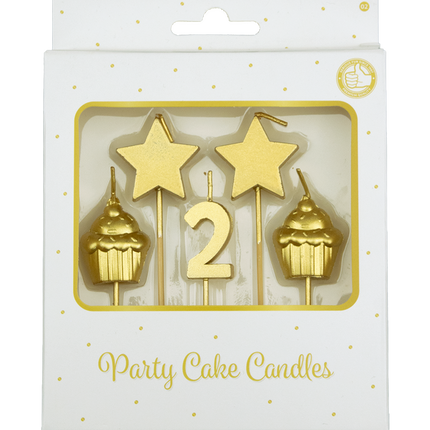 Bougies 2 ans Cupcake Or 17.5cm