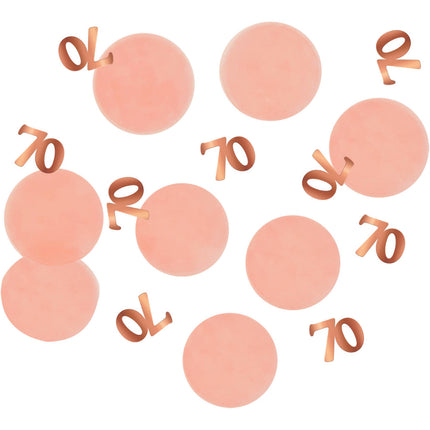 Confetti de table 70 ans or rose 2,4 cm 25gr