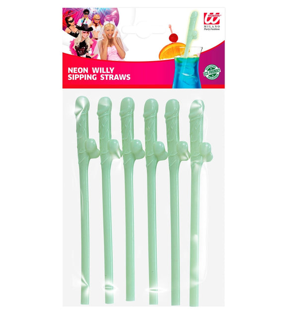 Pailles Dick Glow In The Dark 6pcs