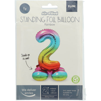 Ballon de baudruche Figure 2 Arc-en-ciel avec support 72cm