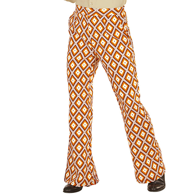 Pantalon Disco 70S Orange Plaid Hommes