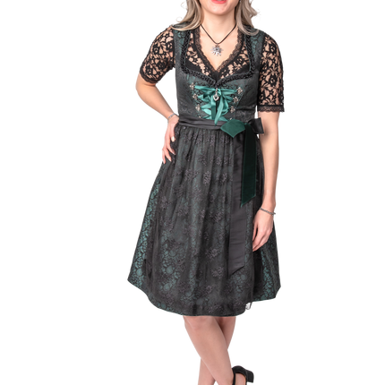 Noir Vert Dirndl Robe Oktoberfest Femmes Jaquard