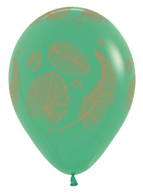 Ballons Tropical Leaves Mix Gold Print 30cm 25pcs