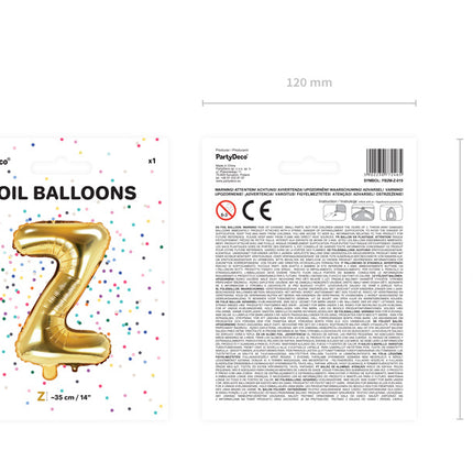 Ballon de baudruche Lettre Z Or Vide 35cm