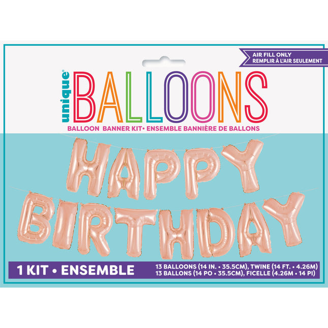 Ballon de baudruche Happy Birthday Rose Gold Vide 4.31m
