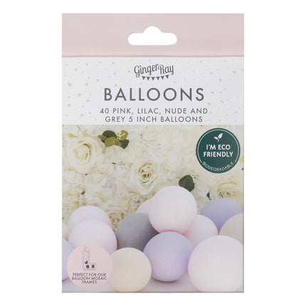 Ballons de baudruche rose gris lilas 13cm 40pcs