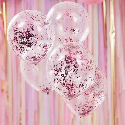 Ballons Confetti Rose Latex 30cm 5pcs