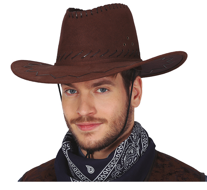 Chapeau de cow-boy marron en cuir