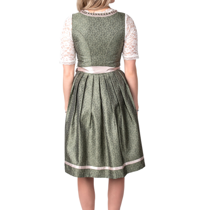 Pink White Creme Dirndl Dress Oktoberfest Ladies Jaquard Grey