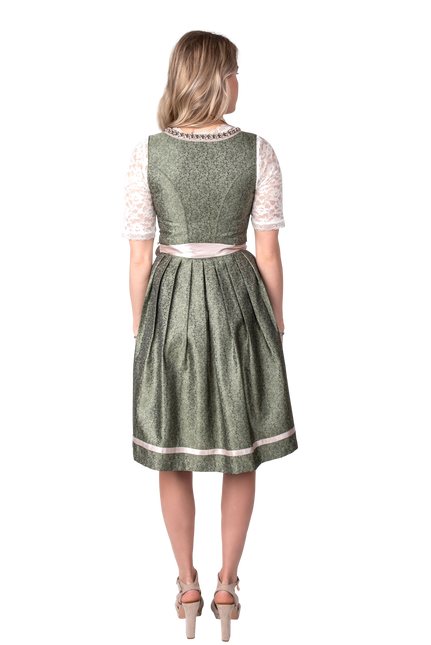 Pink White Creme Dirndl Dress Oktoberfest Ladies Jaquard Grey