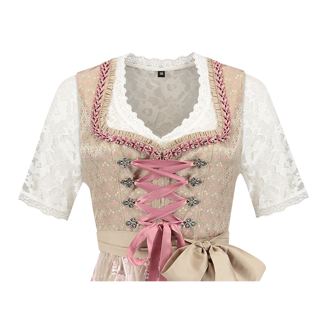 Gold Pink Dirndl Dress Oktoberfest Ladies 2 Pieces