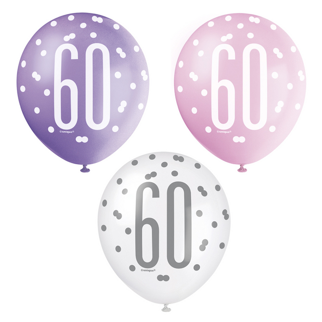 Ballons 60 Years Dots 30cm 6pcs