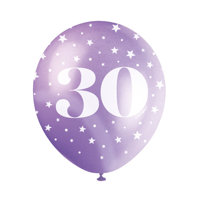 Ballons 30 ans Confetti 30cm 5pcs