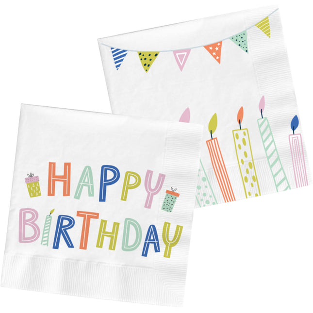 Serviettes Happy Birthday 33cm 20pcs