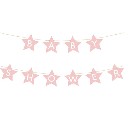 Guirlande rose Baby Shower Stars 2.9m