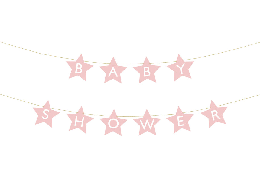 Guirlande rose Baby Shower Stars 2.9m